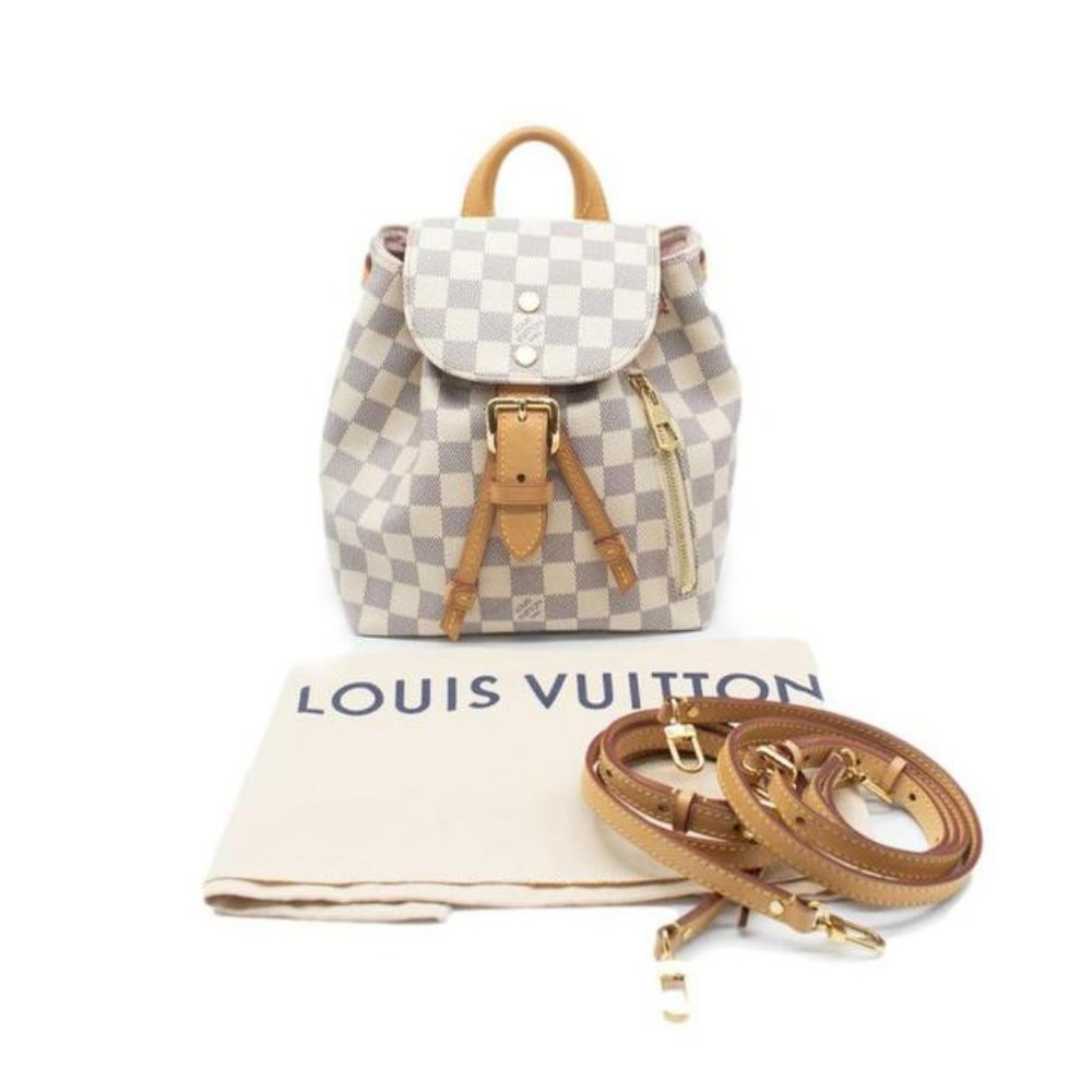 Sperone Bb White Damier Azur Canvas Backpack